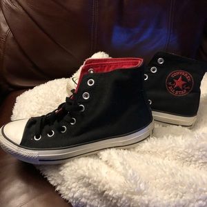 Black and Pink Hi Top Converse